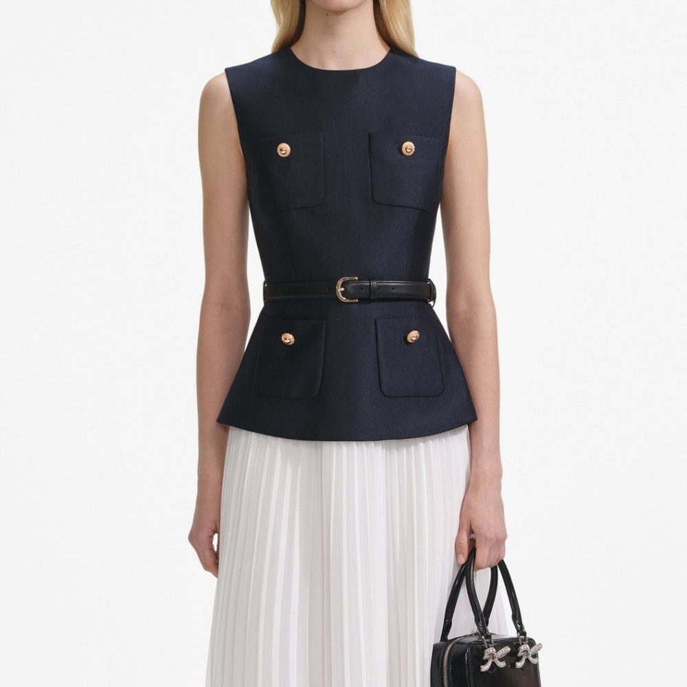 Self-Portrait Navy Taffeta Midi Dress - Picture 6 of 16